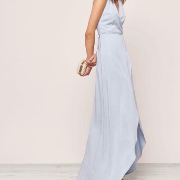 Mickey & Jenny High Low Blue Wrap Maxi Dress Sz-Small - Picture 2 of 6